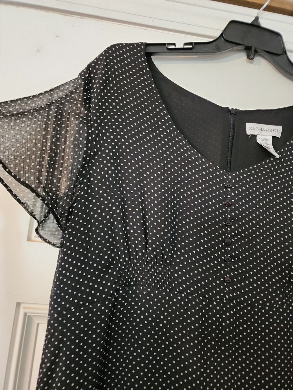 Y2k Polka Dot Maxi Dress Whimsigoth Milkmaid Babydoll Ruffle Sag Harbor XL Black